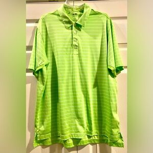 adidas GOLF CLIMACOOL LIME Large Men's S/S Polyester Polo Shirt Striped
